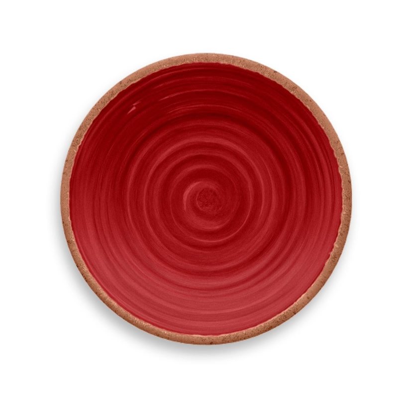 Kit 12 Pratos De Sobremesa Rústico Tarhong Melamina Vermelho